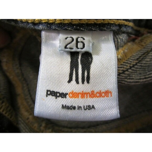 PAPER DENIM & CLOTH - USA Made Blue Distressed Denim Frayed Mini Skirt size 26 - Picture 5 of 6